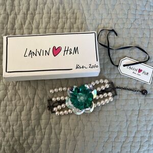 Lanvin x H&M Pearl and Green Flower Bracelet